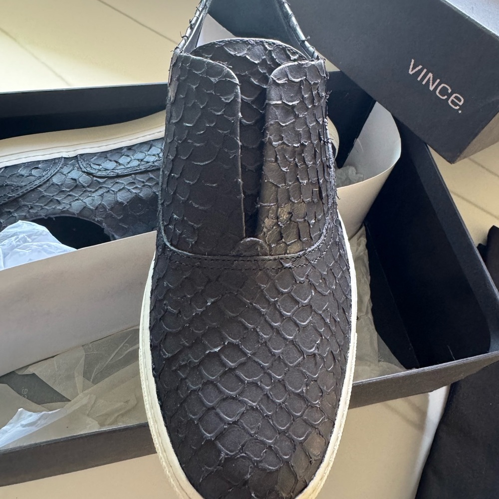 Vince Nelson Black Python Slip-On Sneakers – Size 8M